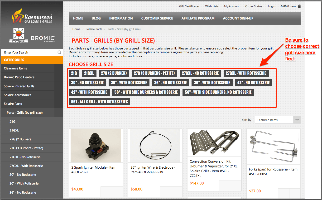 All parts grills sale