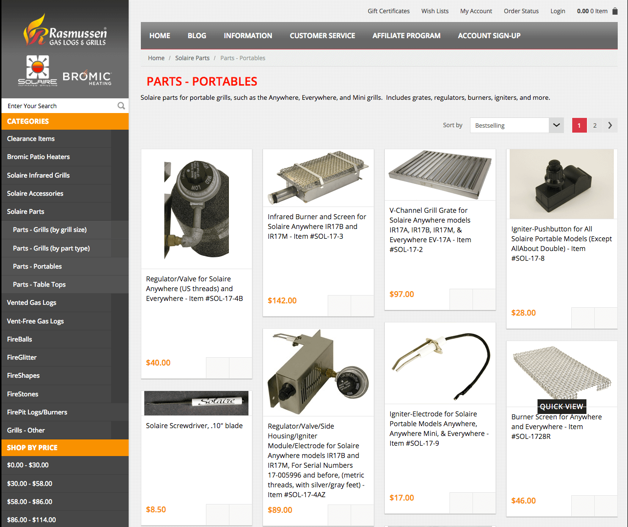 Portable Grill Parts Solaire® Gas Grills